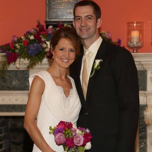 Anna Peckham with her husband, Tom Cotton on their wedding day. 